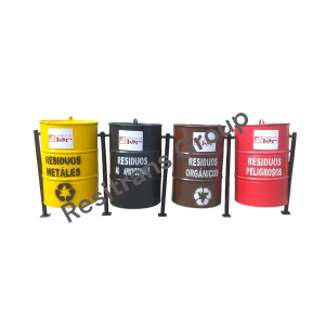 Punto Ecológico x 4 cilindros de 55 Glns con parantes