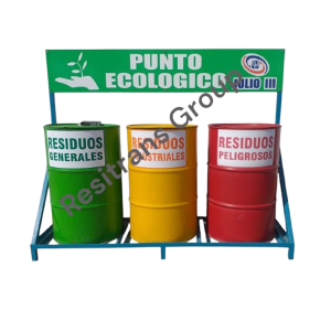 Punto Ecológico x 3 cilindros de 55 Glns con estructura metálica